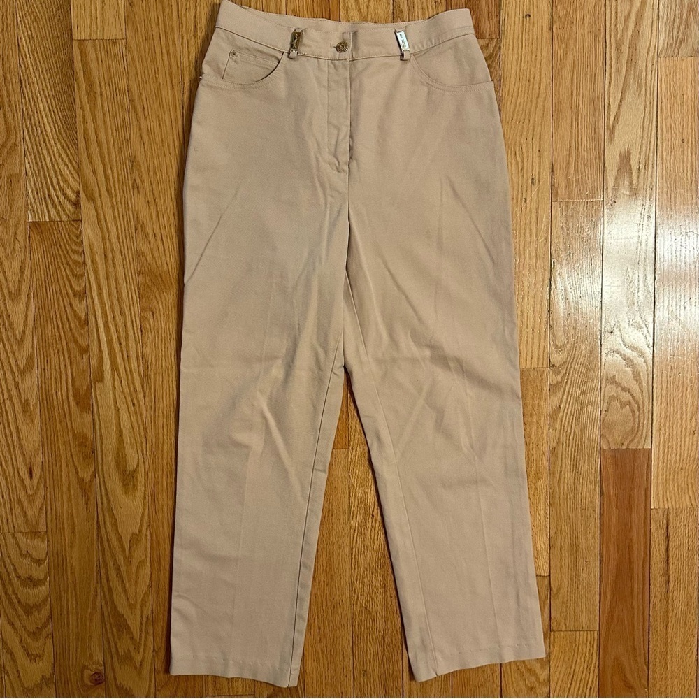 ST JOHN Sport Marie Gray Knit Womens Pant Beige Tan Khaki Trouser Slacks Sz 6 - Picture 2 of 9